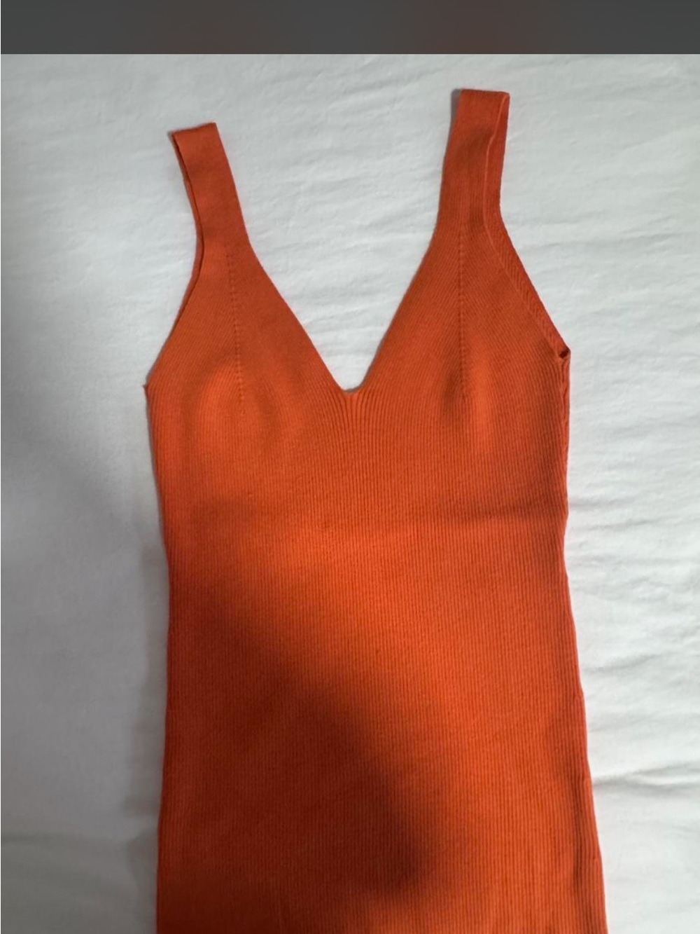 Kookai Orange Ribbed V-Neck Slim Tank
